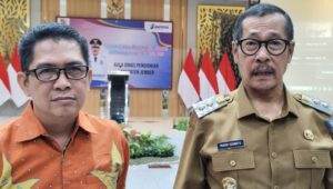 Wabup Djoko Susanto (Kanan) dan Sekretaris Tim Sukses Dima Akhyar (Kiri). (Foto: Ambang/Pelitaonline.co)