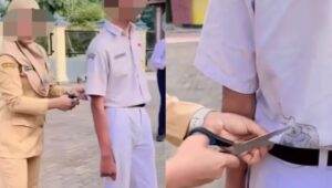 viral guru gunting seragam, guru sragen, disiplin sekolah, kontroversi pendidikan, media sosial, seragam siswa, disdikbud