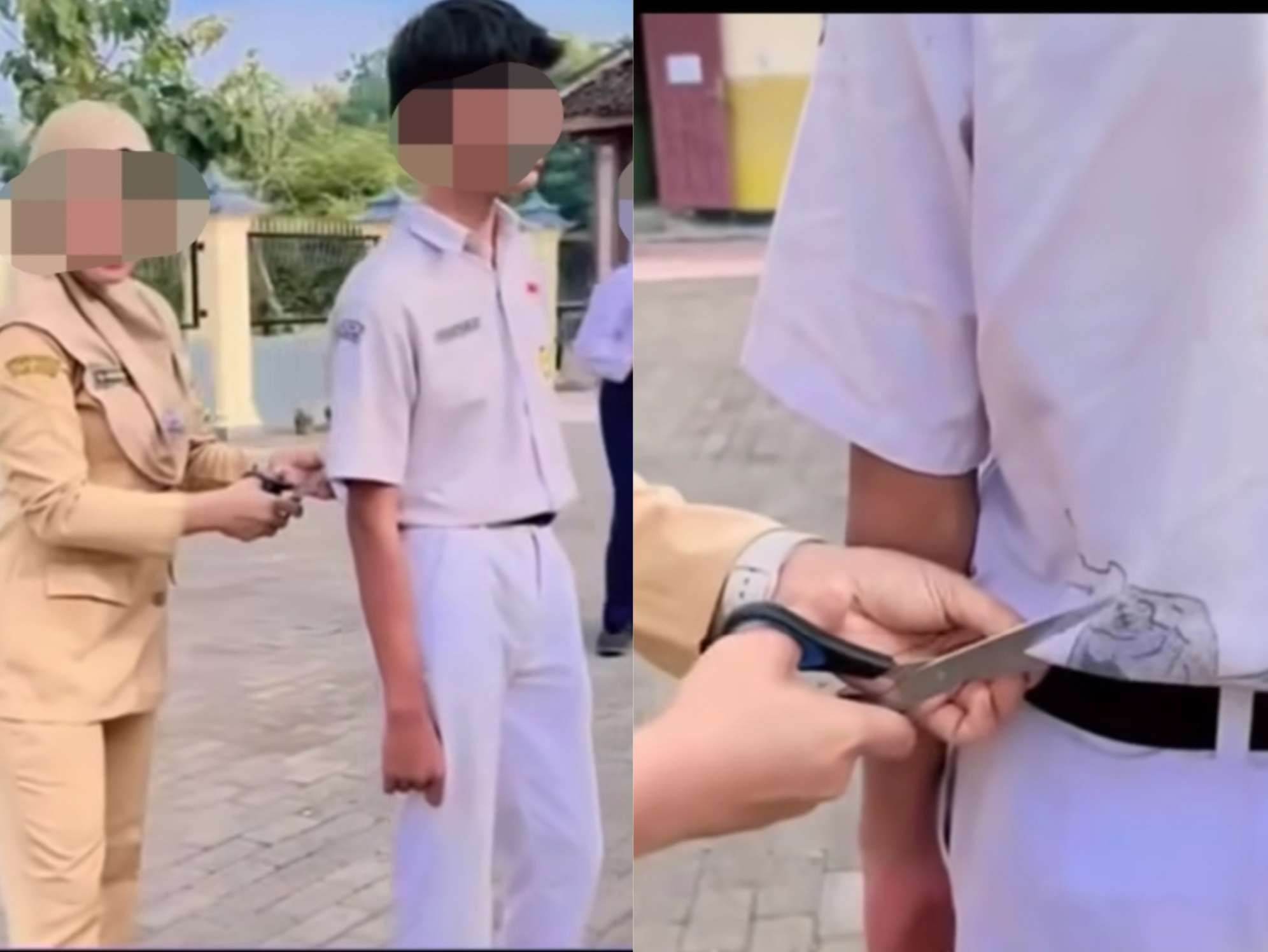 viral guru gunting seragam, guru sragen, disiplin sekolah, kontroversi pendidikan, media sosial, seragam siswa, disdikbud