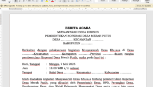 Download Berita Acara Musdes Koperasi Merah Putih Doc Word Yang Sesuai Aturan