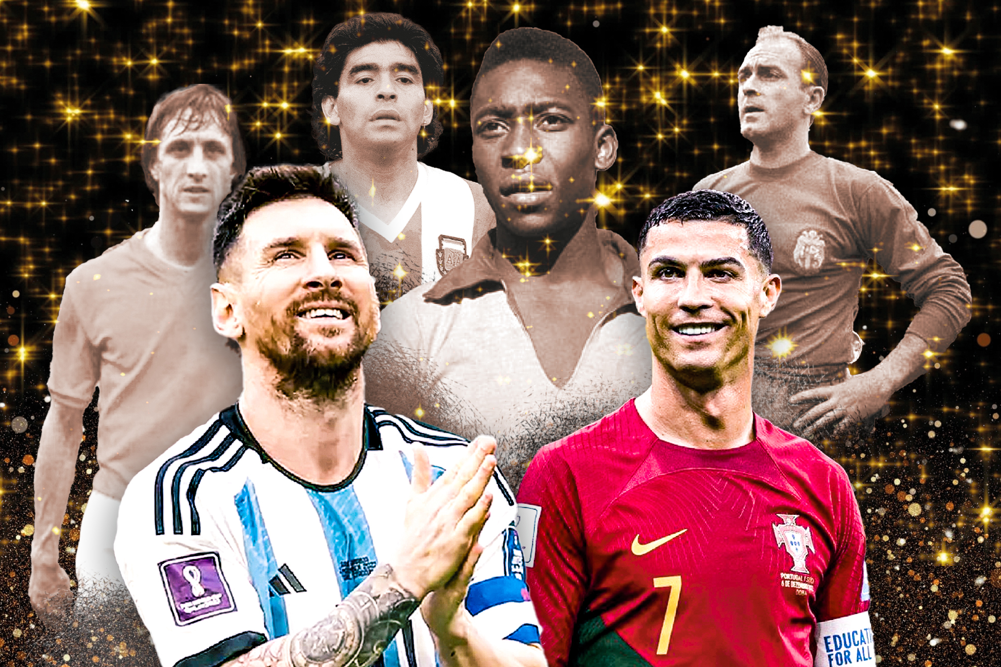pencetak gol terbanyak sepanjang masa, Cristiano Ronaldo, Lionel Messi, Pelé, Ferenc Puskás, Romário, Erling Haaland, Kylian Mbappé, sepak bola